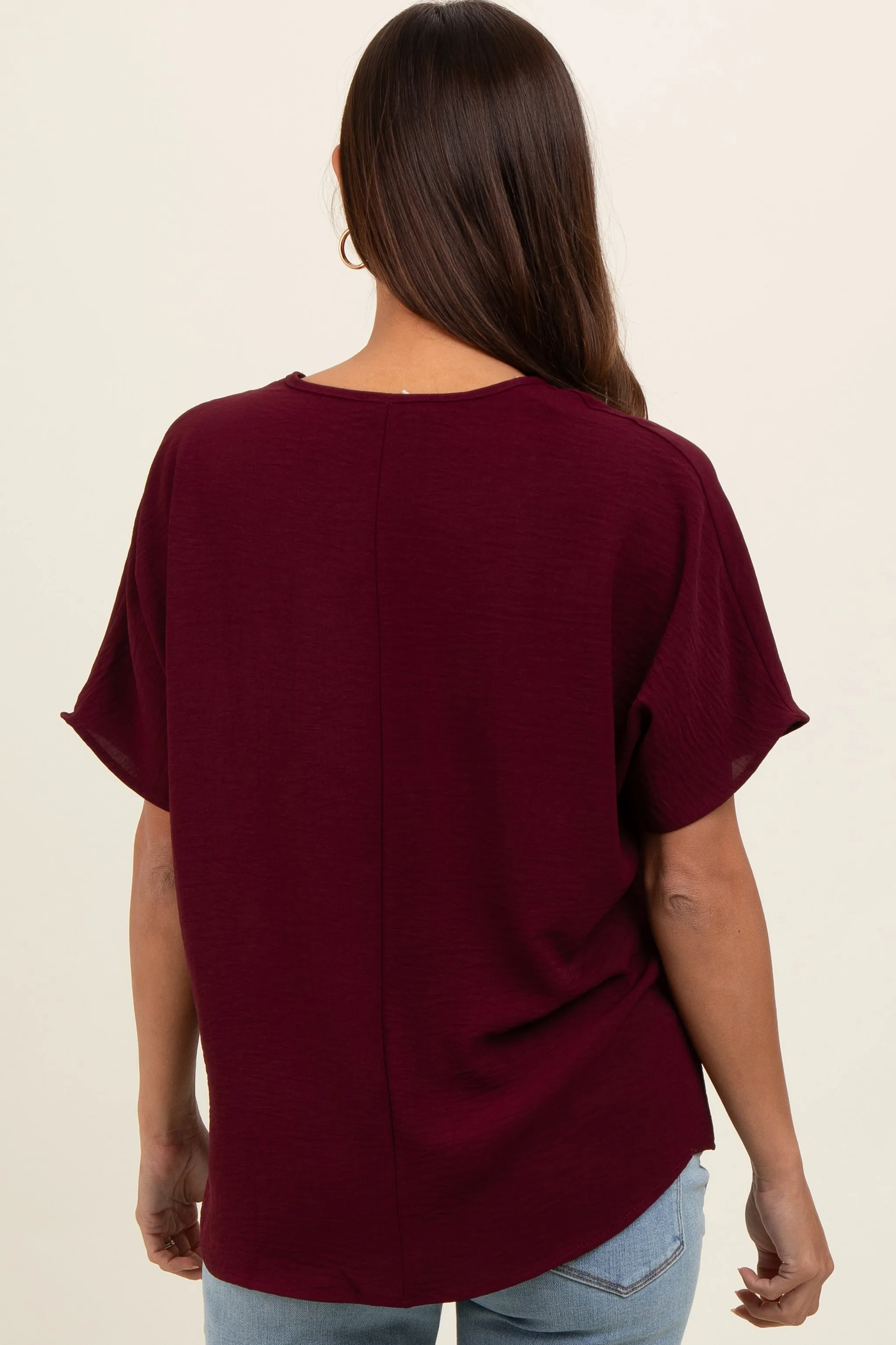 Merlot Short Sleeve Maternity Blouse sold by Pinkblush product image thumbnail 4