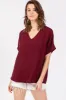 Merlot Short Sleeve Maternity Blouse sold by Pinkblush