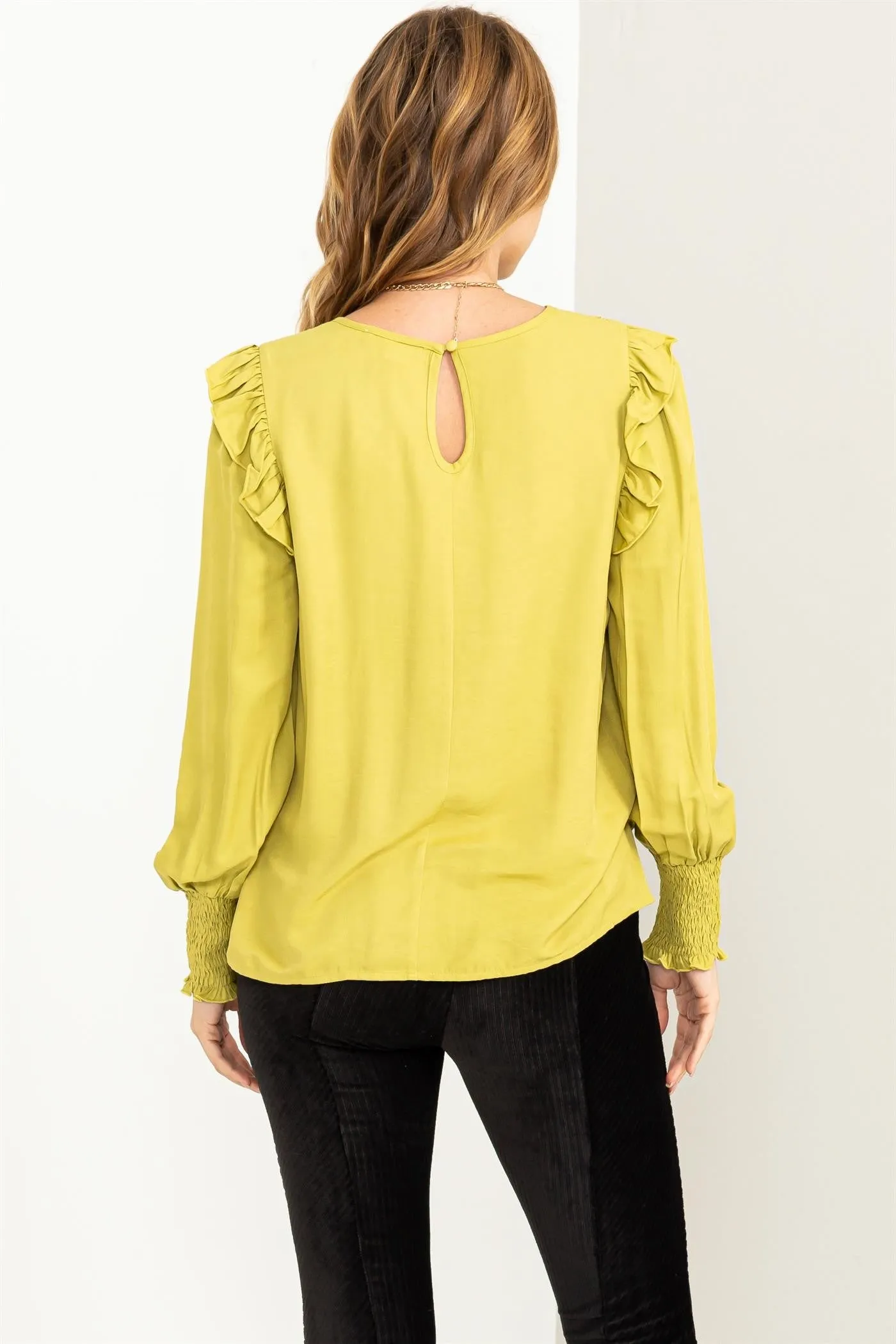 Lime Green Smocked Frill Peasant Blouse sold by Pinkblush product image thumbnail 3