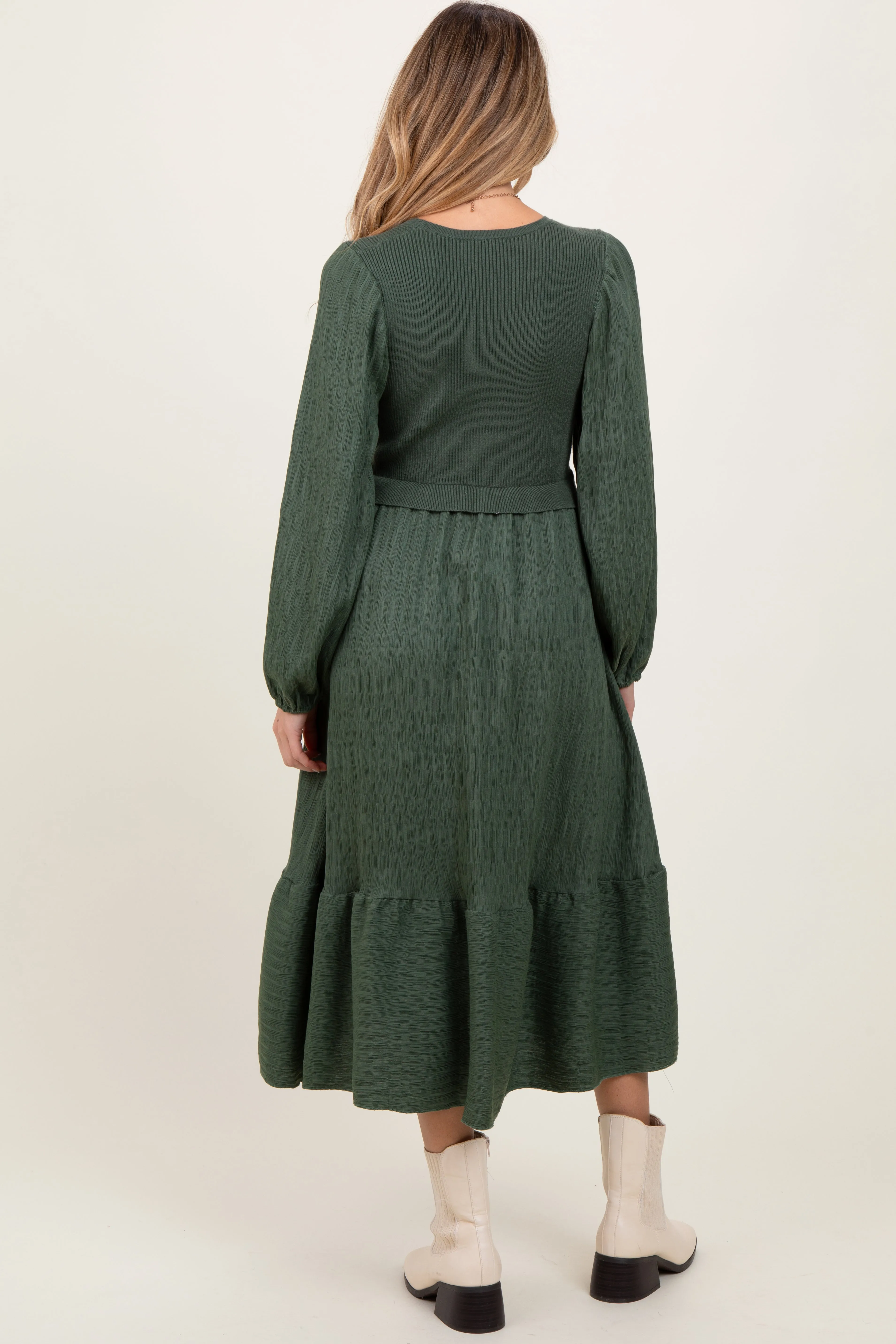 Forest Green Contrast Sweater Top Maternity Maxi Dress sold by Pinkblush product image thumbnail 3