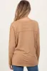 Camel Mineral Wash Front Pocket Long Sleeve Maternity Top sold by Pinkblush