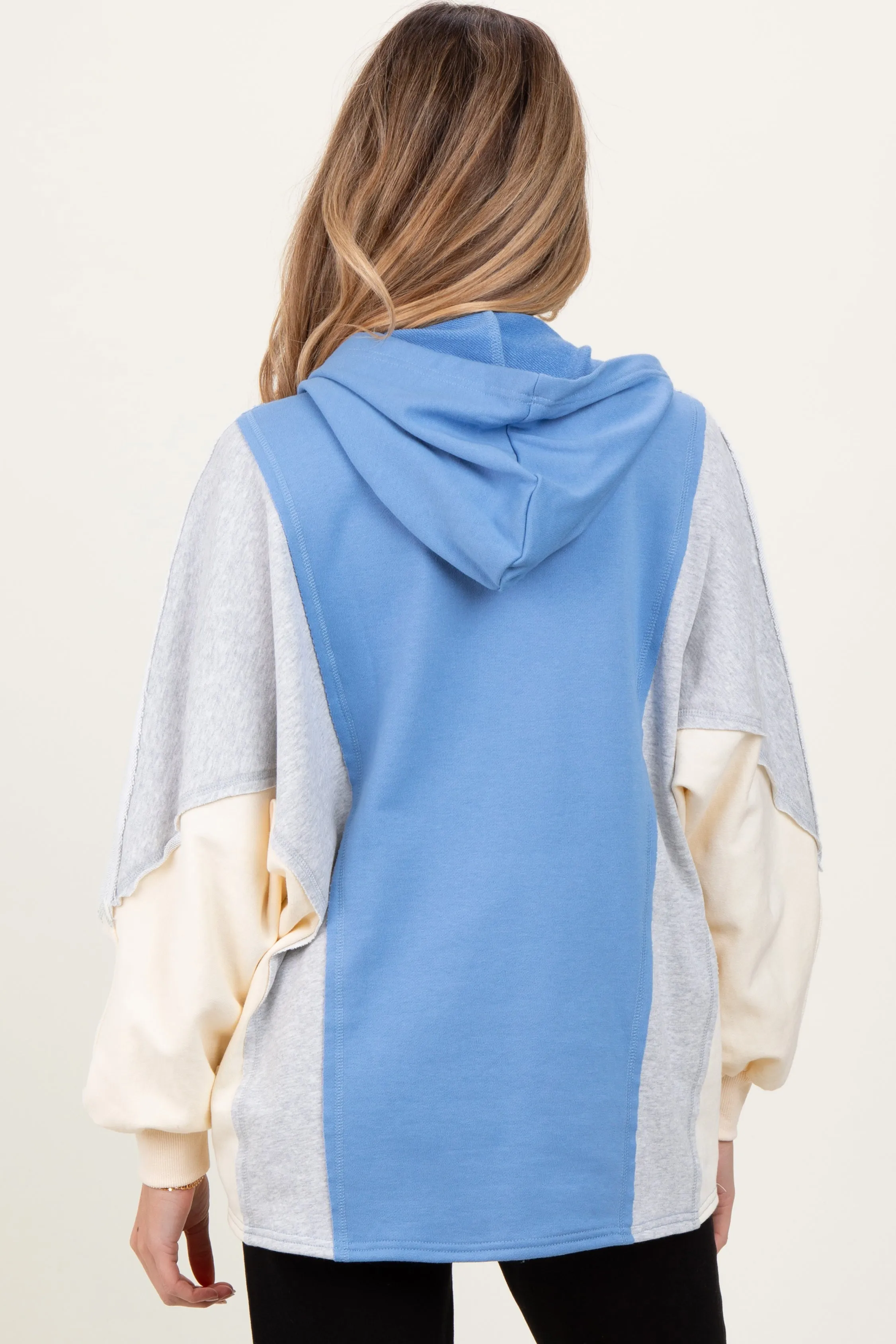 Light Blue Colorblock Dolman Sleeve Maternity Hoodie sold by Pinkblush product image thumbnail 3