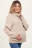 Cream Mock Neck Oversized Maternity Sweater sold by Pinkblush