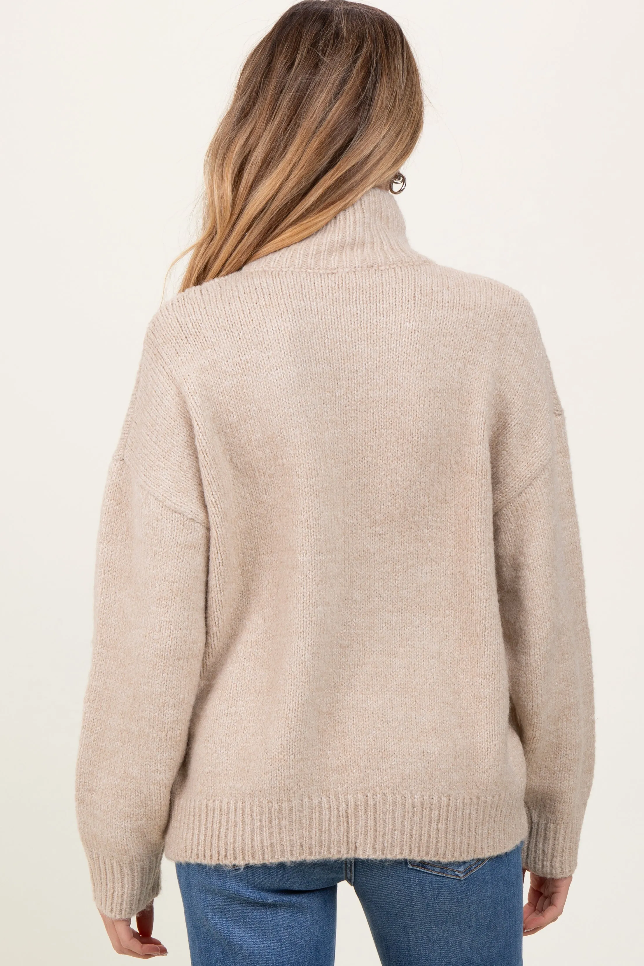 Cream Mock Neck Oversized Maternity Sweater sold by Pinkblush product image thumbnail 4