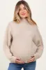 Cream Mock Neck Oversized Maternity Sweater sold by Pinkblush