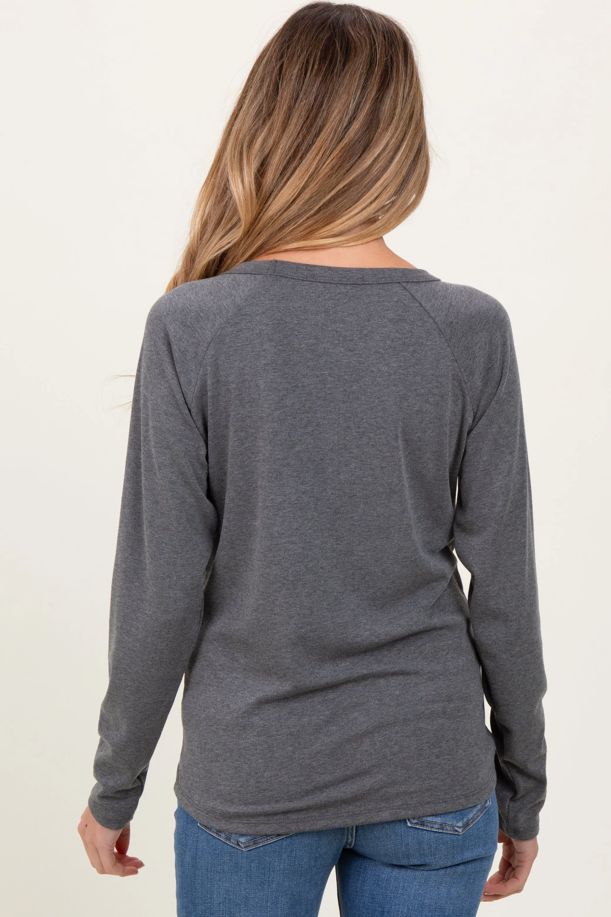 Charcoal Raglan Long Sleeve Maternity Top sold by Pinkblush product image thumbnail 3