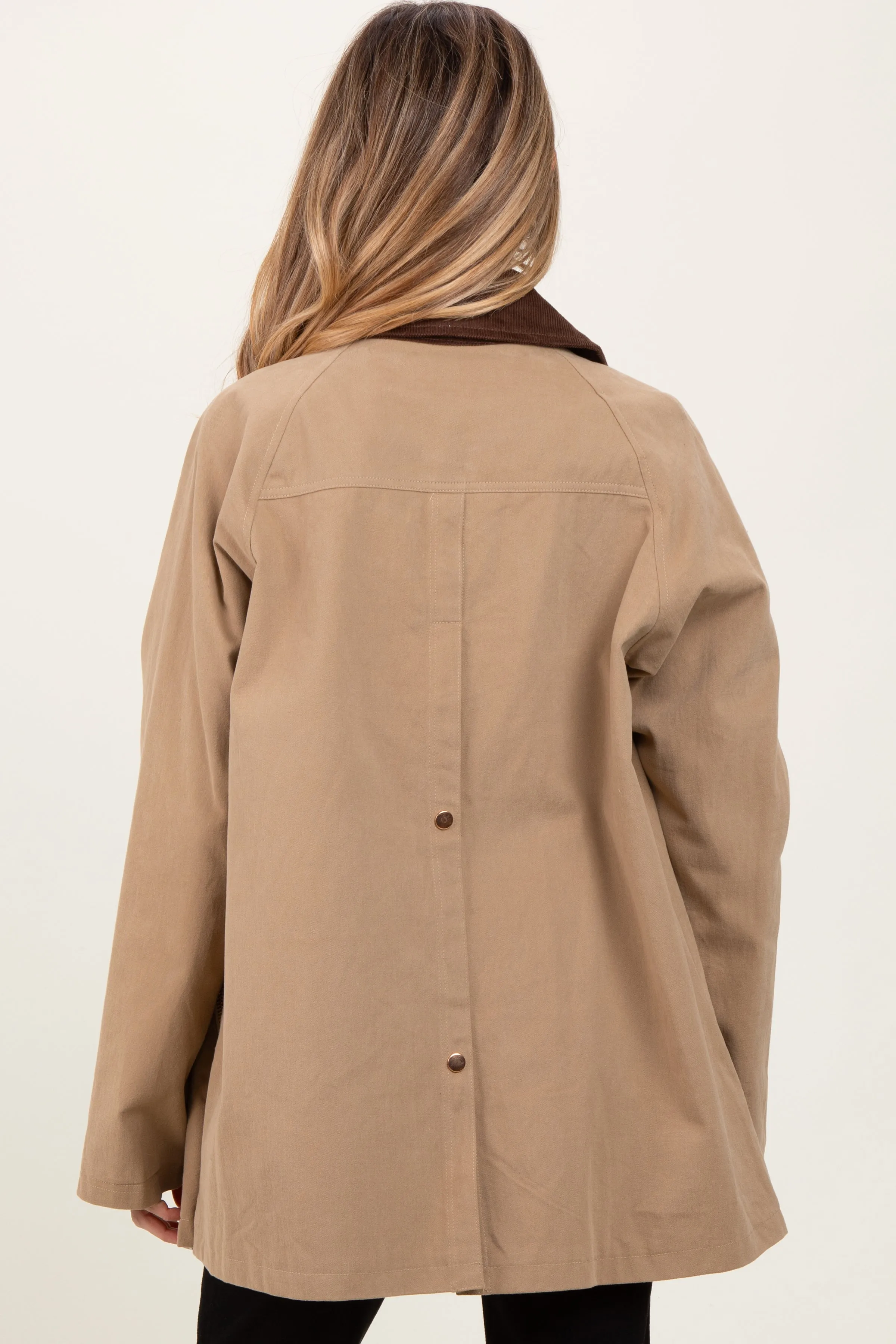 Mocha Plaid Lined Oversized Maternity Zipper Jacket sold by Pinkblush product image thumbnail 2