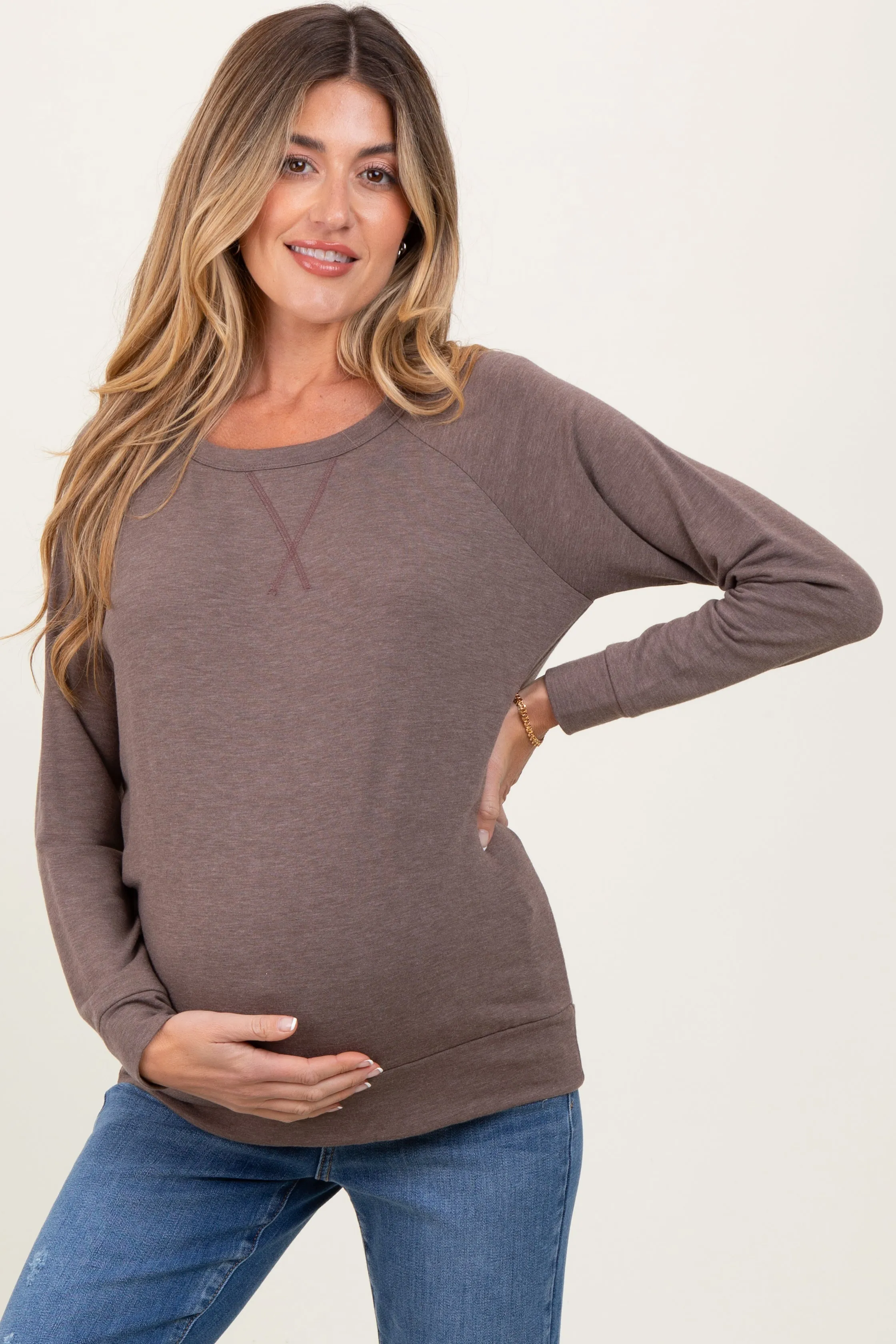 Brown Basic Maternity Pullover Top sold by Pinkblush product image thumbnail 2