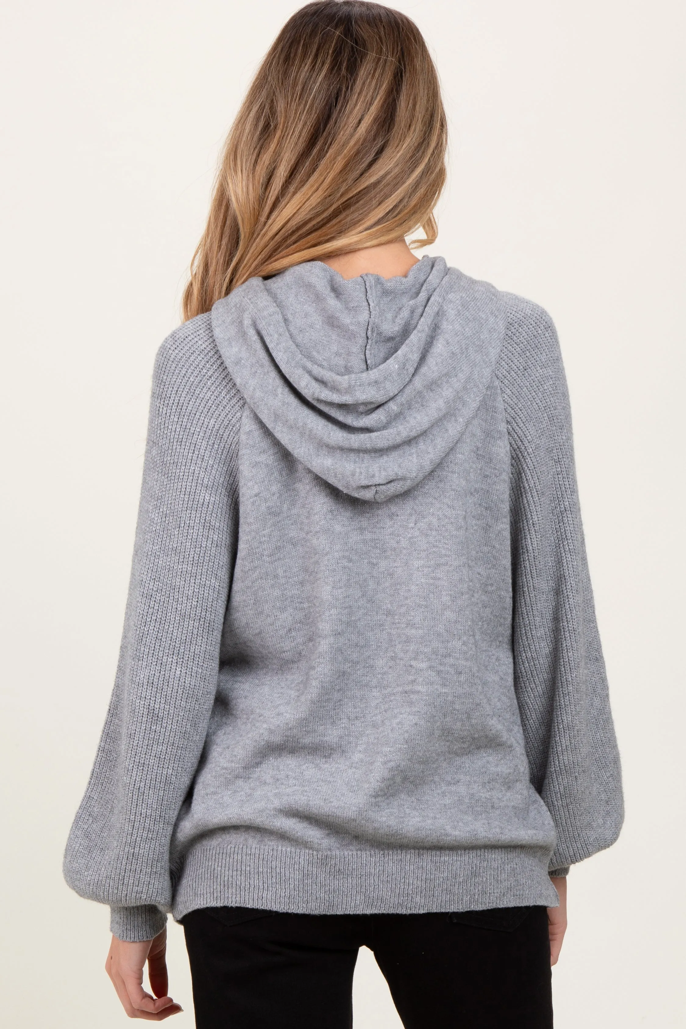 Heather Grey Long Sleeve Maternity Hoodie Sweater sold by Pinkblush product image thumbnail 4