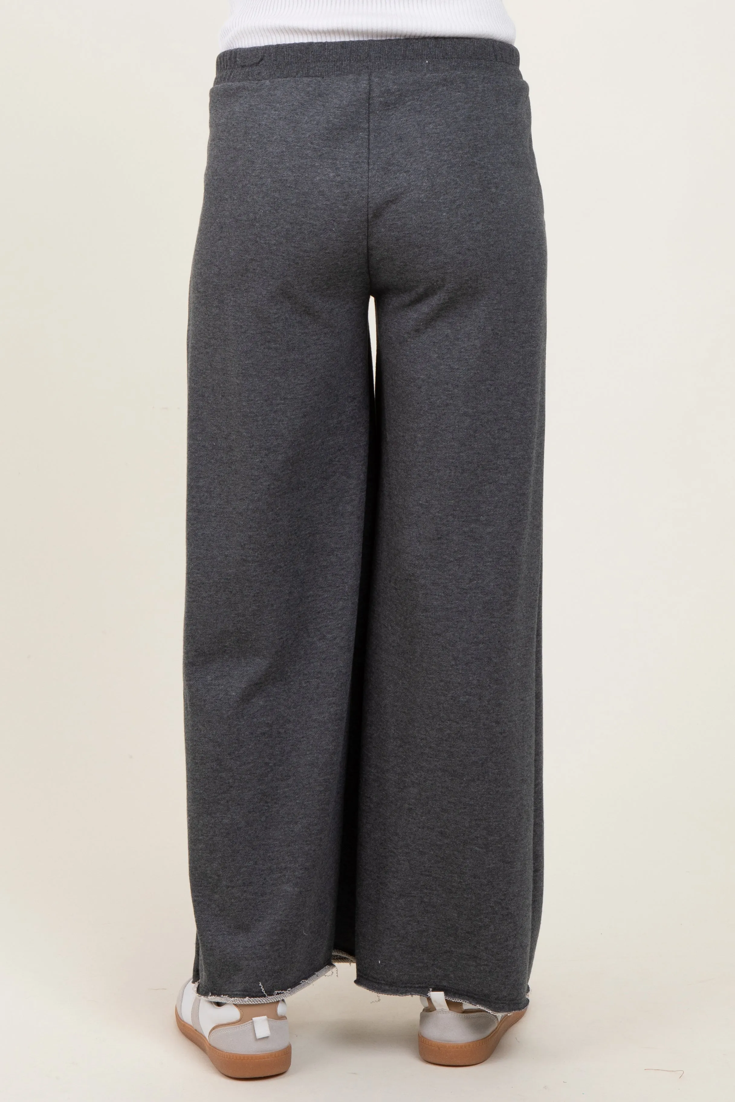 Charcoal French Terry Raw Edge Maternity Wide Leg Pants sold by Pinkblush product image thumbnail 4