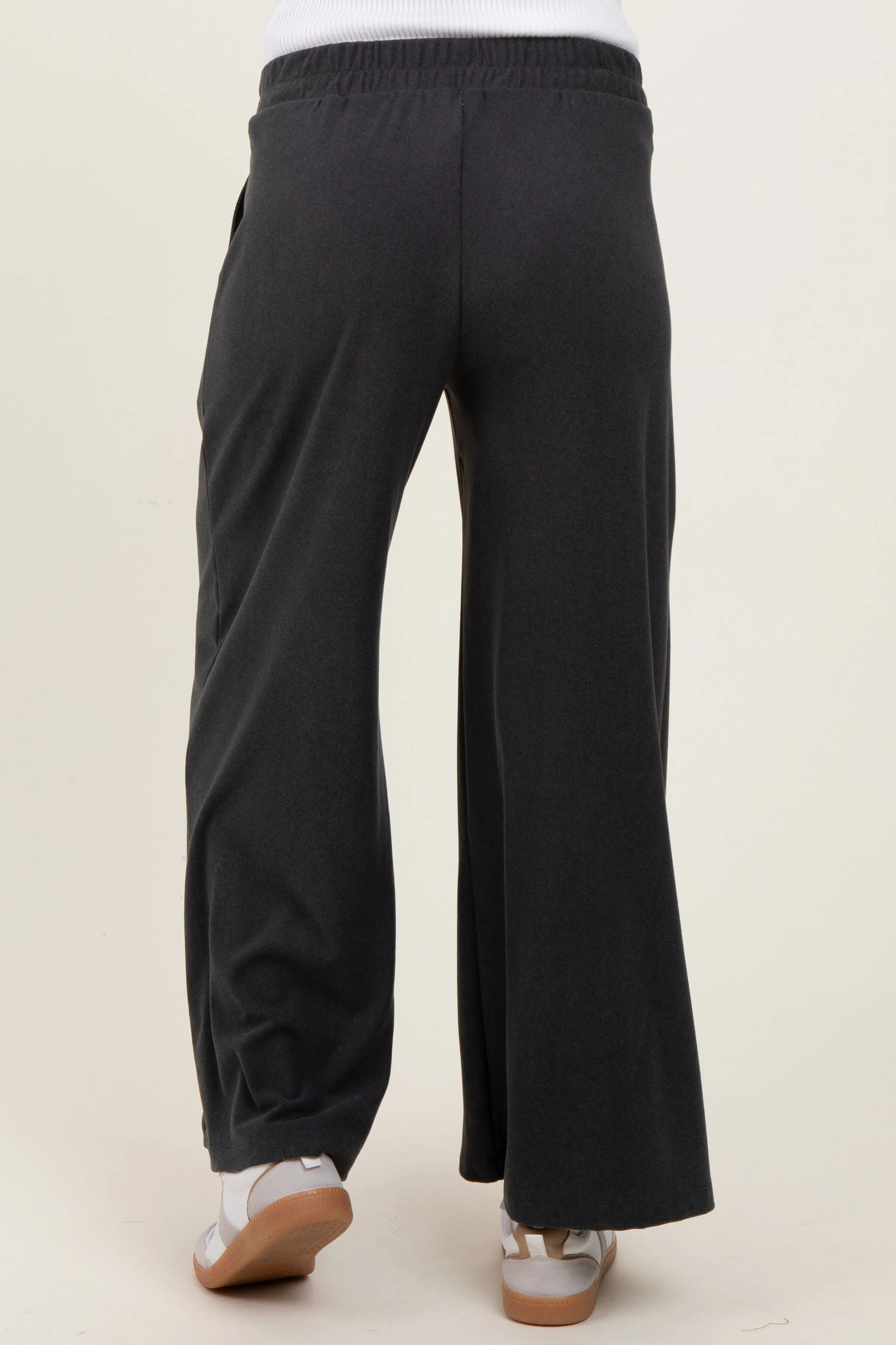 Black Brushed Knit Wide Leg Maternity Pants sold by Pinkblush product image thumbnail 5