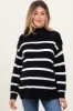 Black Striped Oversized Mock Neck Maternity Sweater sold by Pinkblush