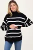 Black Striped Oversized Mock Neck Maternity Sweater sold by Pinkblush