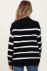Black Striped Oversized Mock Neck Maternity Sweater sold by Pinkblush