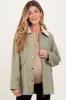 Light Olive Plaid Lined Oversized Maternity Zipper Jacket sold by Pinkblush
