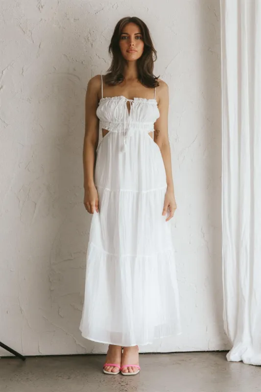 White Lined Dress With Adjustable Thin Straps sold by Pinkblush