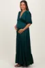 Forest Green Striped Ruffle Accent Maternity Maxi Dress sold by Pinkblush