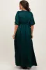 Forest Green Striped Ruffle Accent Maternity Maxi Dress sold by Pinkblush
