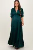 Forest Green Striped Ruffle Accent Maternity Maxi Dress sold by Pinkblush