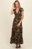 Black Floral Deep V-Neck Tiered Maxi Dress sold by Pinkblush