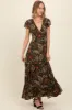 Black Floral Deep V-Neck Tiered Maxi Dress sold by Pinkblush