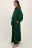 Dark Olive Gauze Belted Shirt Maternity Midi Dress sold by Pinkblush