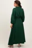 Dark Olive Gauze Belted Shirt Maternity Midi Dress sold by Pinkblush