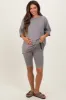 Mocha Oversized Short Sleeve Biker Short Maternity Set sold by Pinkblush