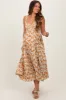 Peach Floral Pleated Maternity Midi Dress sold by Pinkblush
