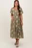 Olive Floral Print Ruffle Hem Maternity Midi Dress sold by Pinkblush