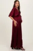 Burgundy Striped Ruffle Accent Maternity Maxi Dress sold by Pinkblush