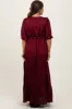 Burgundy Striped Ruffle Accent Maternity Maxi Dress sold by Pinkblush