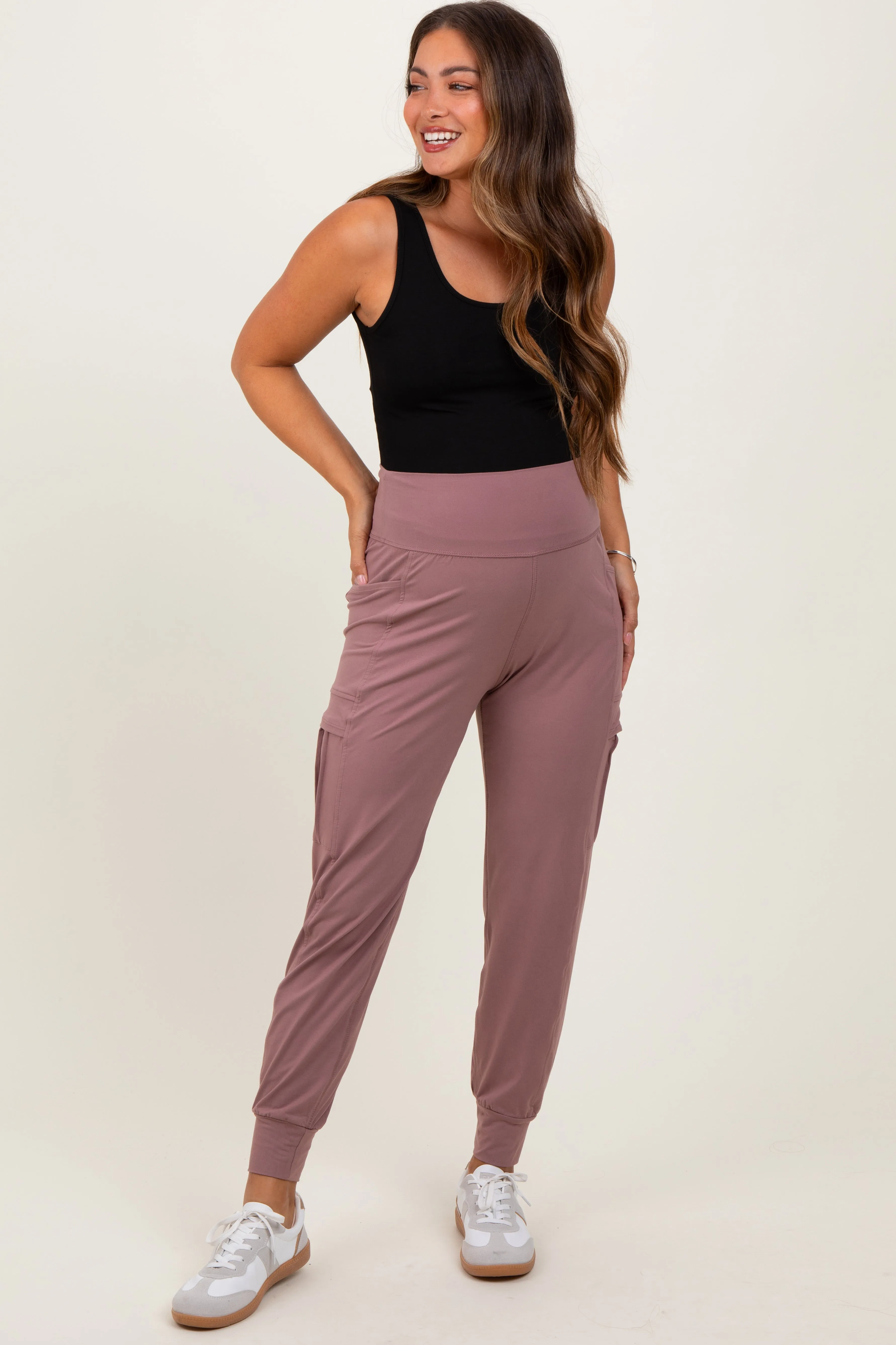 Mauve Cargo Pocket Maternity Jogger sold by Pinkblush product image thumbnail 2