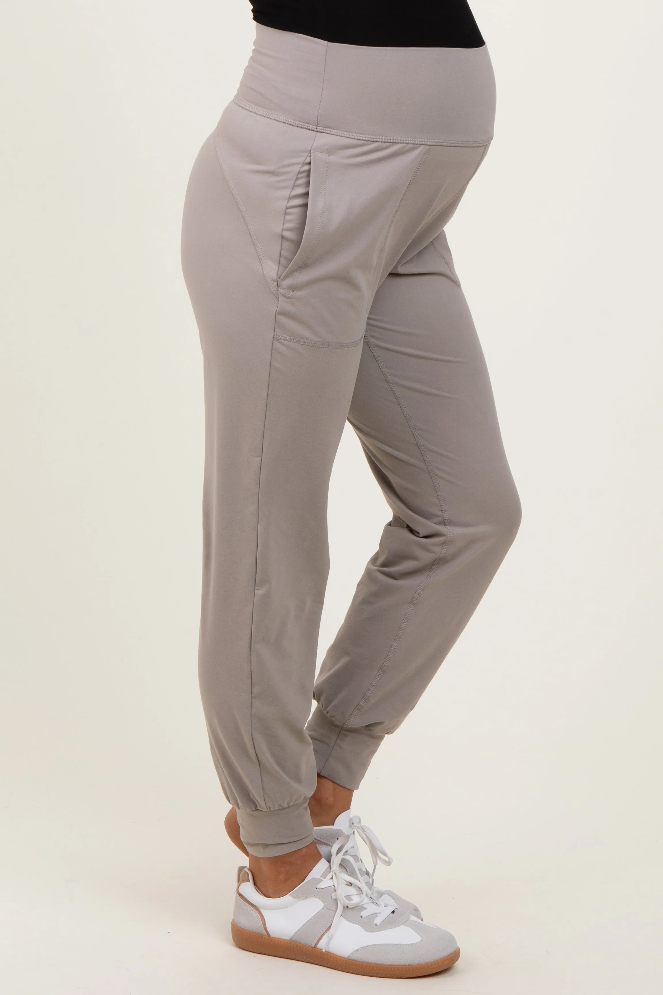 Light Grey Maternity Joggers sold by Pinkblush product image thumbnail 3