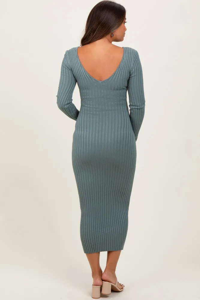 Jade V-Neck Long Sleeve Fitted Maternity Maxi Dress sold by Pinkblush product image thumbnail 3