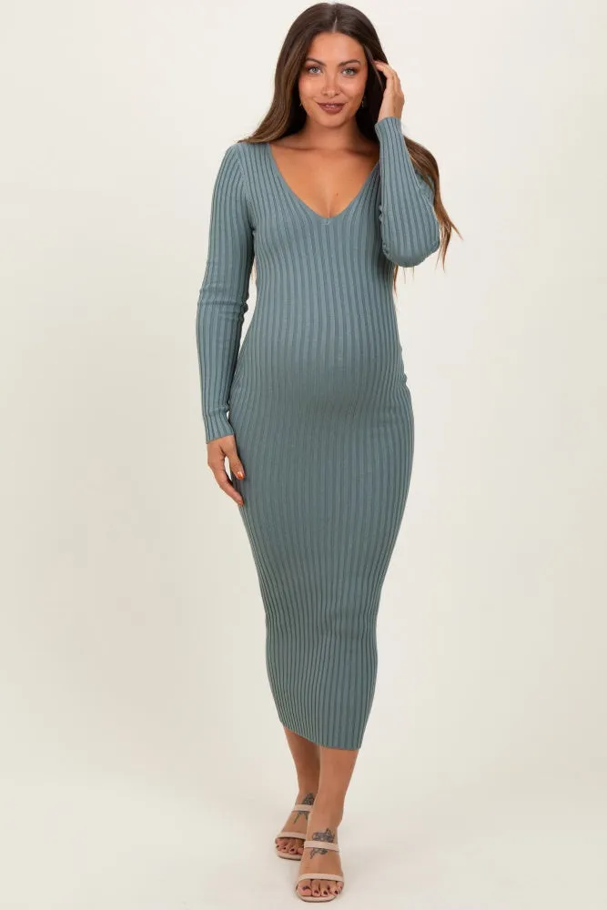 Jade V-Neck Long Sleeve Fitted Maternity Maxi Dress sold by Pinkblush