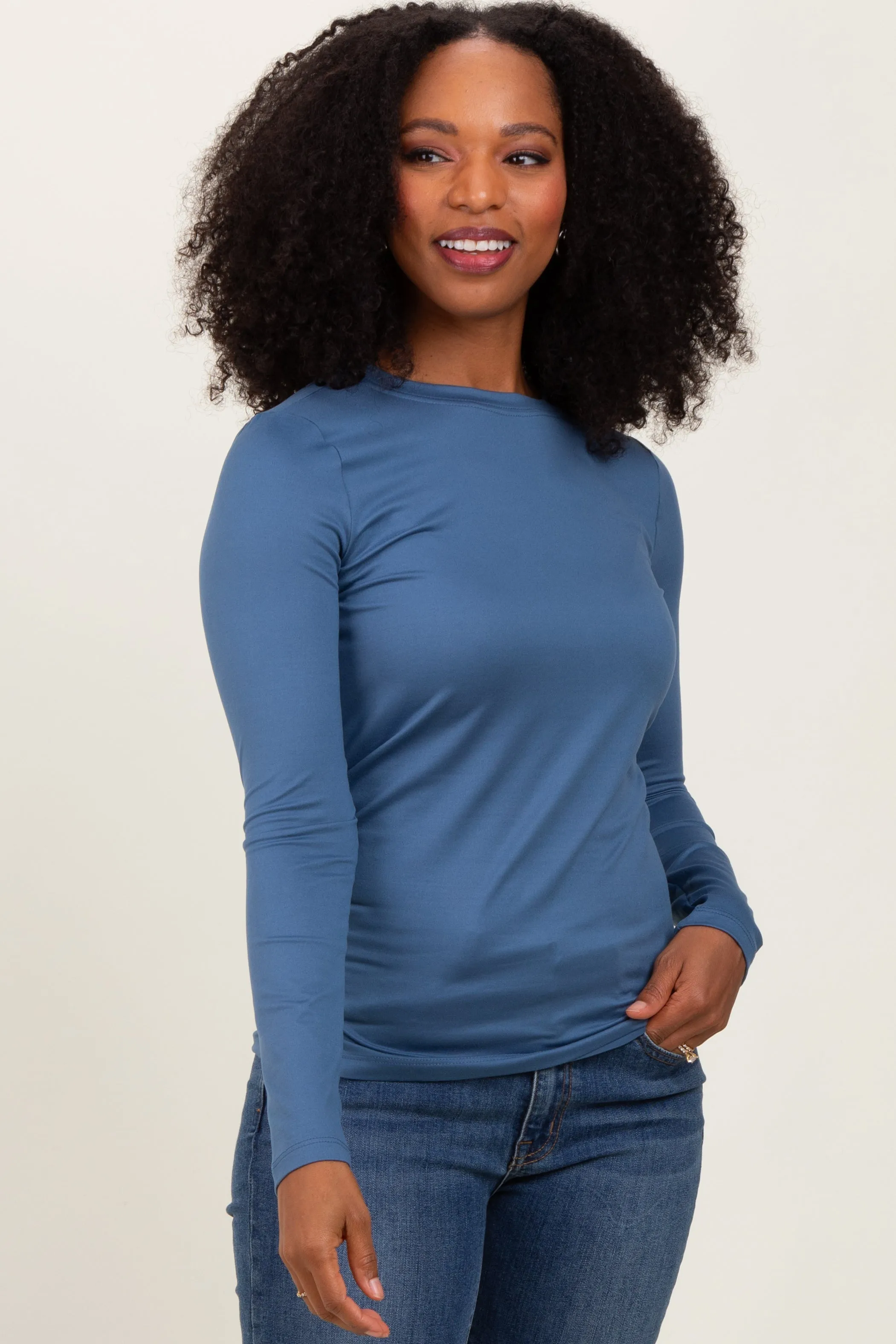 Blue Basic Long Sleeve Top sold by Pinkblush product image thumbnail 2