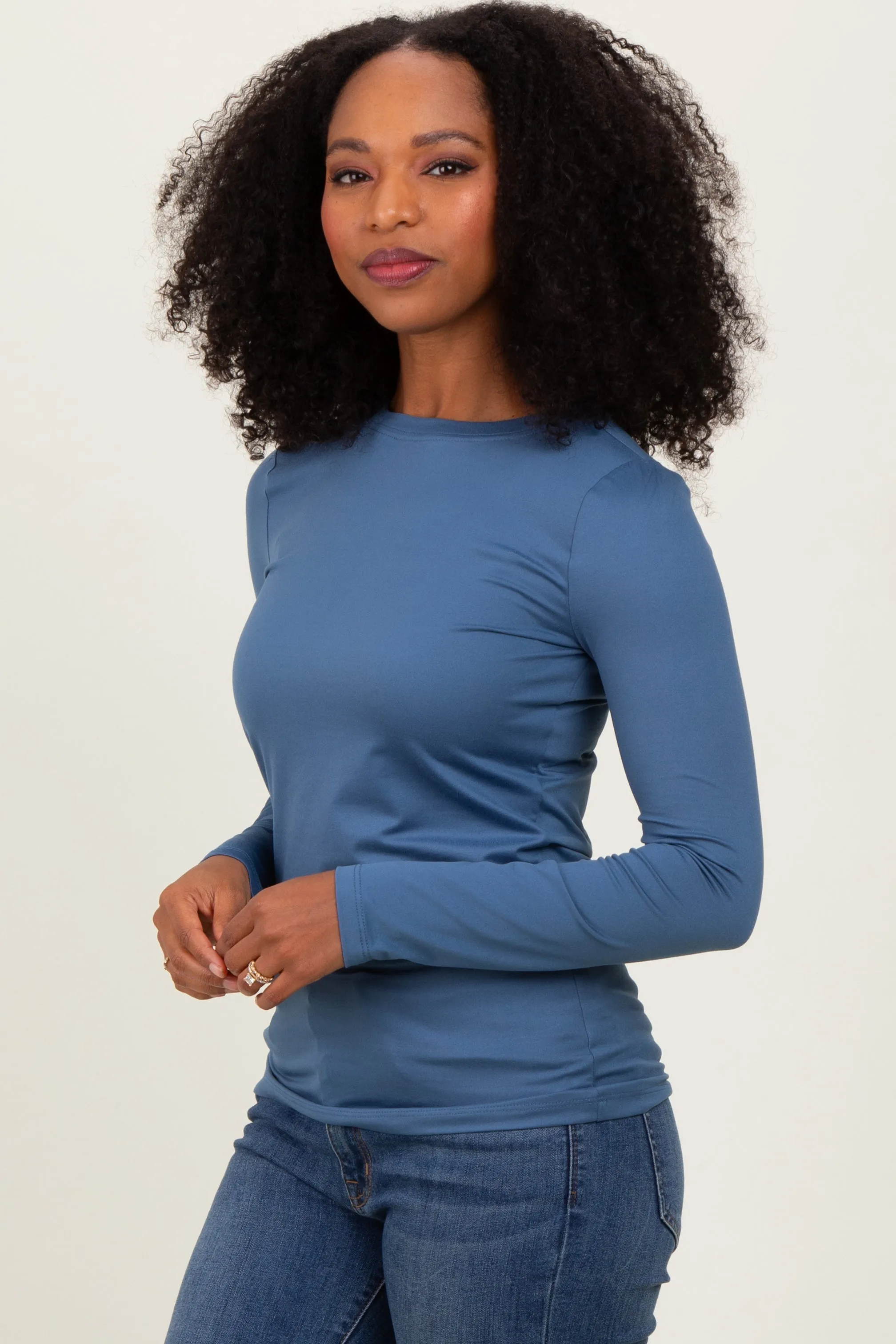 Blue Basic Long Sleeve Top sold by Pinkblush product image thumbnail 3