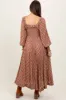 Mocha Damask Print Smocked Ruffle Accent Maternity Maxi Dress sold by Pinkblush