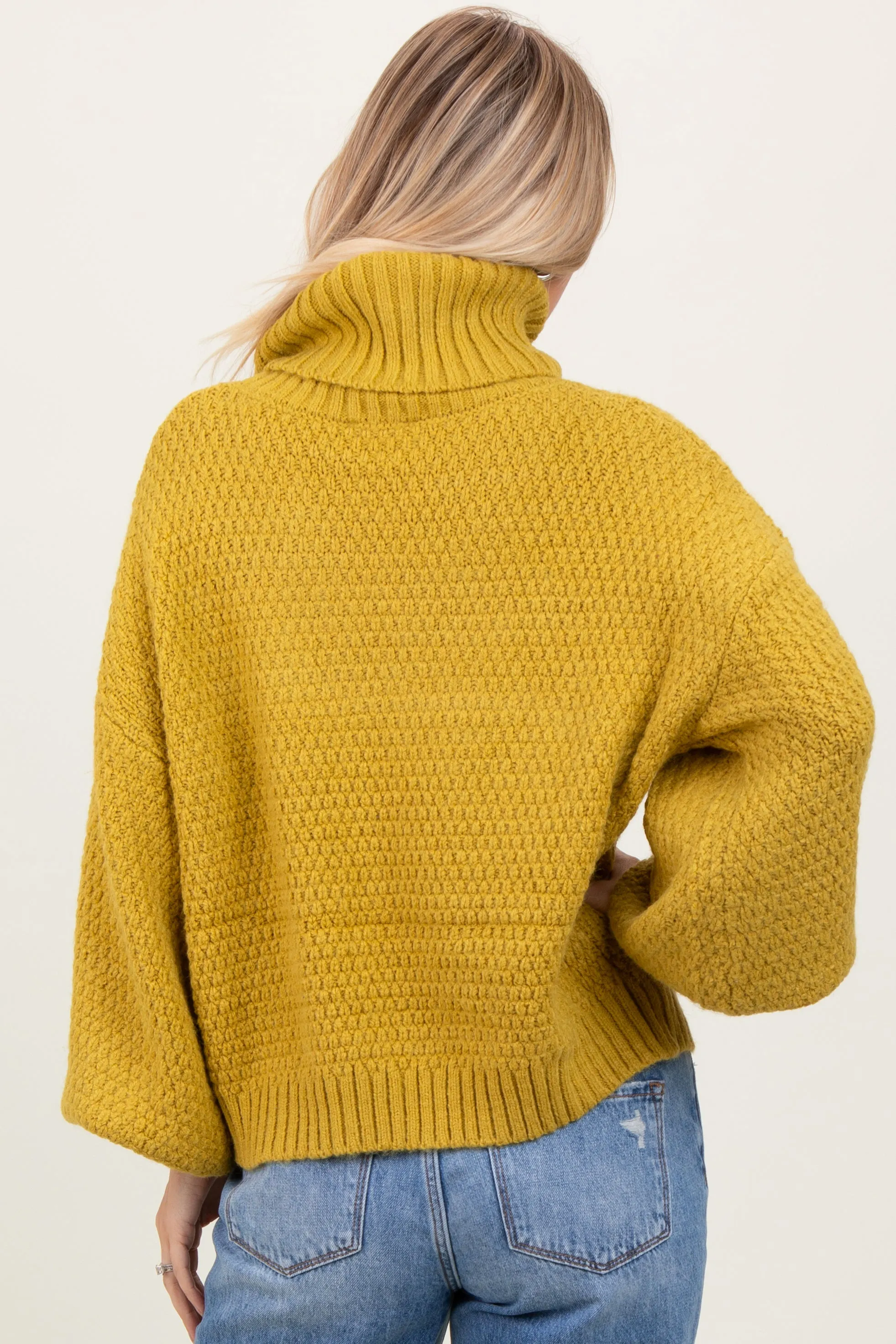Yellow Chunky Knit Turtleneck Sweater sold by Pinkblush product image thumbnail 3