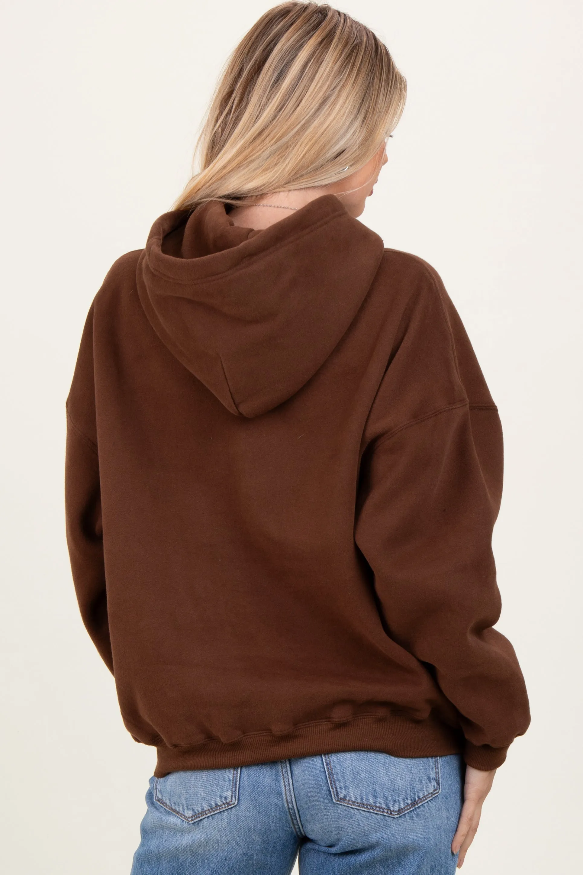 Brown Fleece Oversized Pullover Hoodie sold by Pinkblush product image thumbnail 4