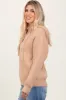 Beige Ribbed Knit Button Front Hooded Sweater sold by Pinkblush