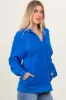 Blue Half Zip Contrast Rib Sweatshirt Top sold by Pinkblush