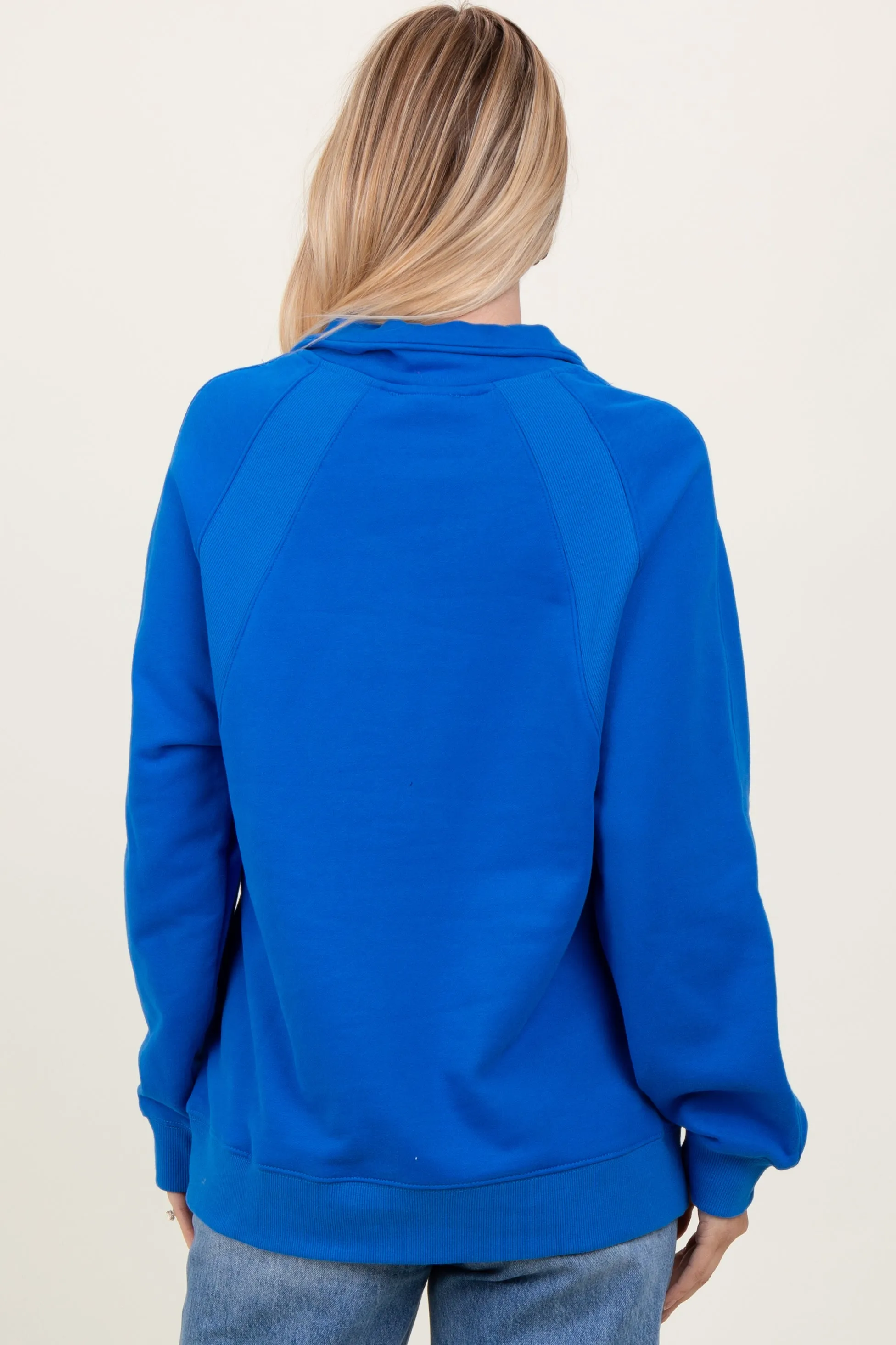 Blue Half Zip Contrast Rib Sweatshirt Top sold by Pinkblush product image thumbnail 4