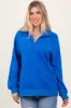 Blue Half Zip Contrast Rib Sweatshirt Top sold by Pinkblush