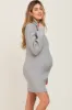Heather Grey Turtleneck Ribbed Maternity Sweater Dress sold by Pinkblush