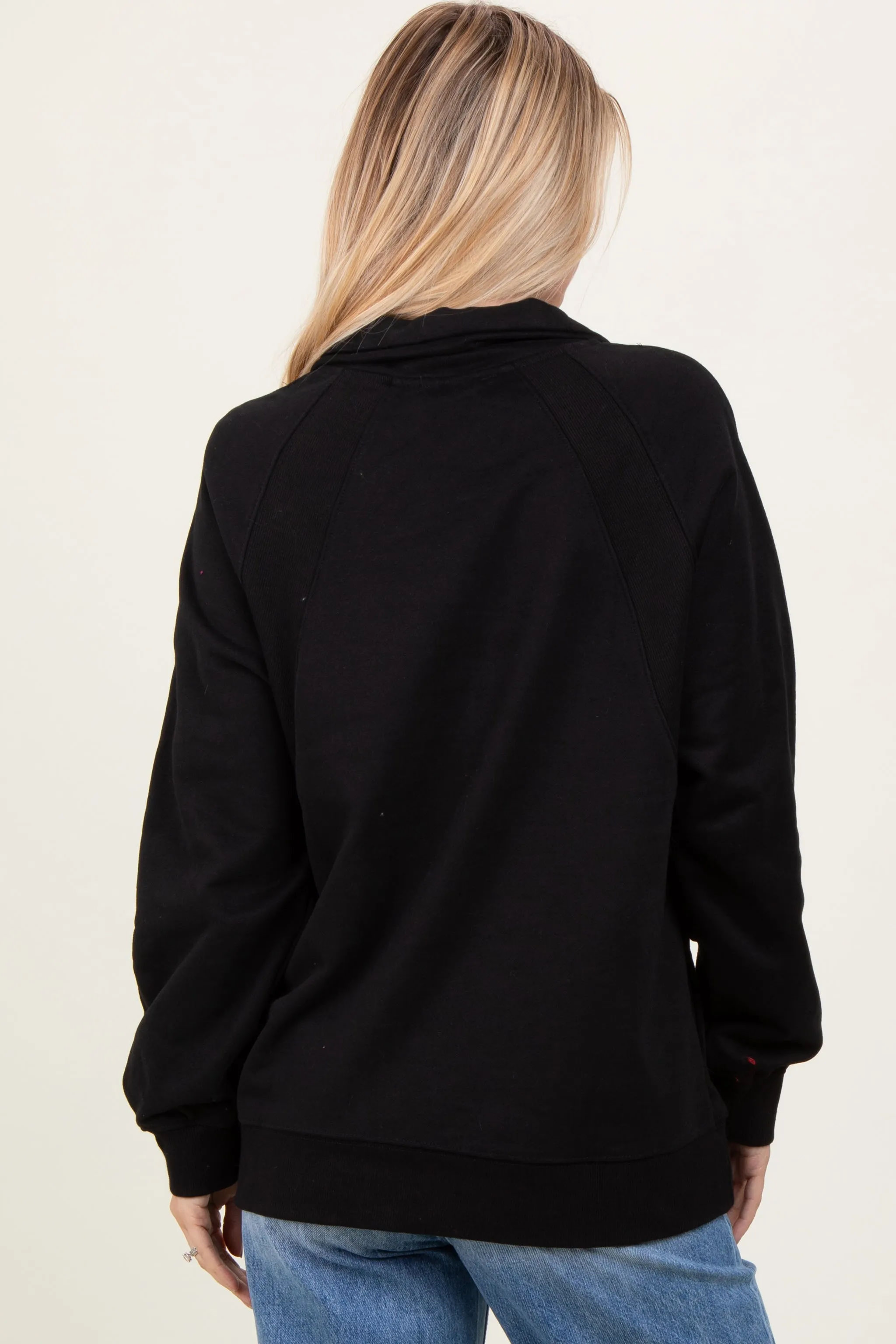Black Half Zip Contrast Rib Sweatshirt Top sold by Pinkblush product image thumbnail 4