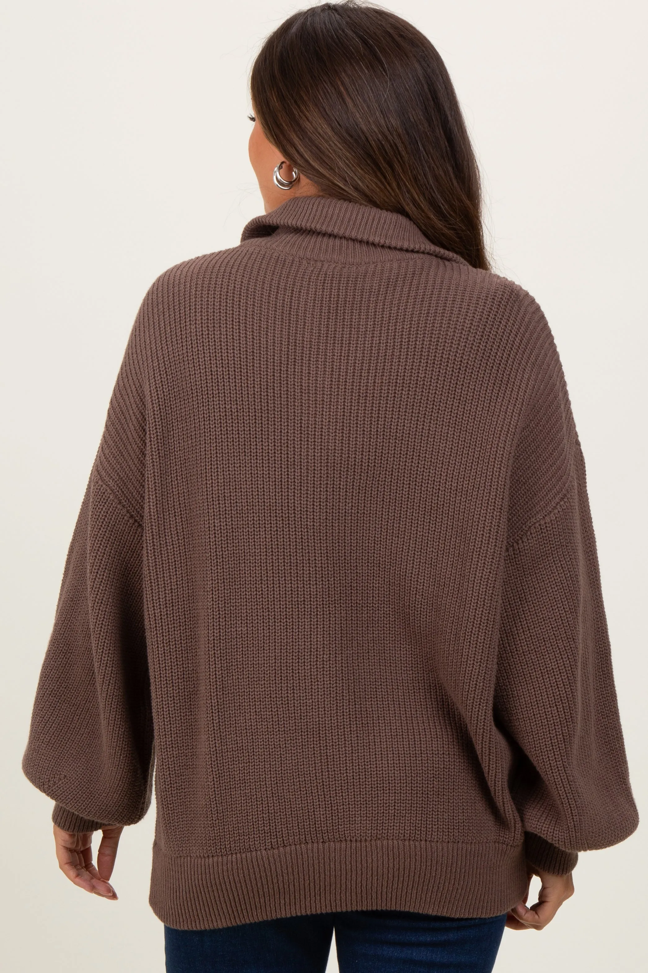 Mocha Oversized Zip Up Maternity Cardigan sold by Pinkblush product image thumbnail 4