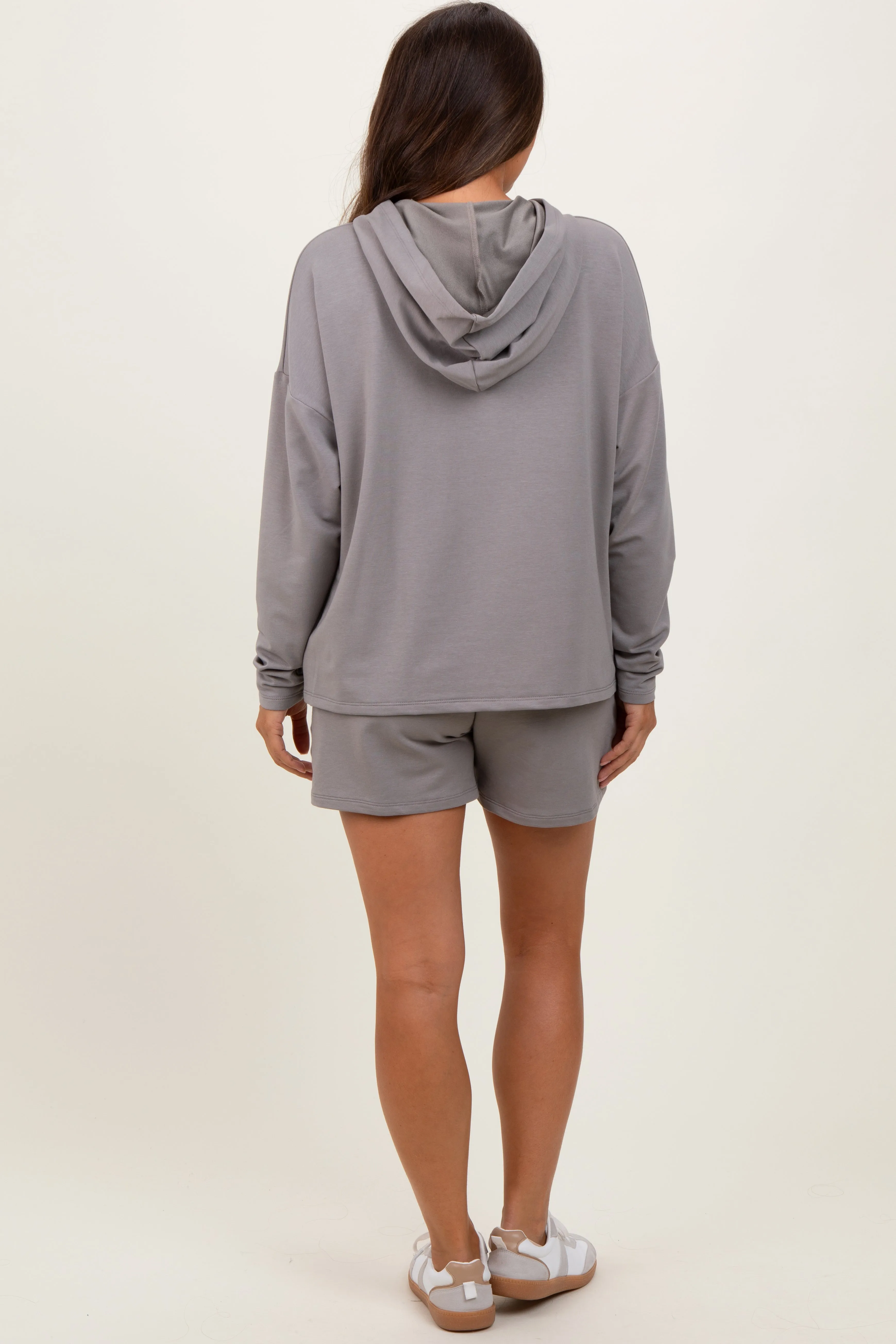 Mocha Hoodie Shorts Maternity Set sold by Pinkblush product image thumbnail 4