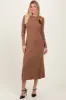 Mocha Shoulder Bow Detail Midi Knit Dress sold by Pinkblush